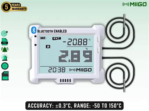 Digital Temperature Data Logger with Dual External Sensors | Bluetooth