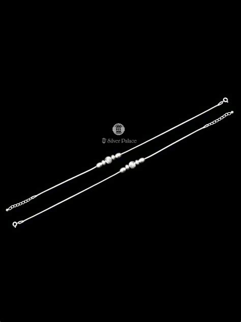 925 Sterling Silver Moving Beads Design Anklets For Girls Mauve ...