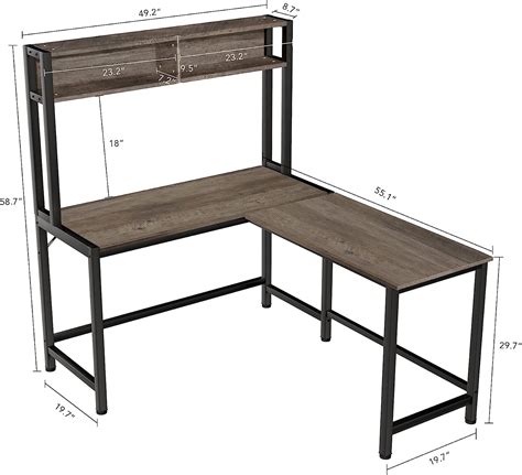 Buy TechLand L Shaped Desk with Hutch, 55 Inch Corner Computer Desk ...