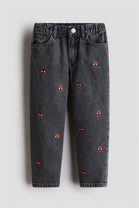 Denim black/Spider-Man Regular Fit Printed jeans for kids | H&M IN