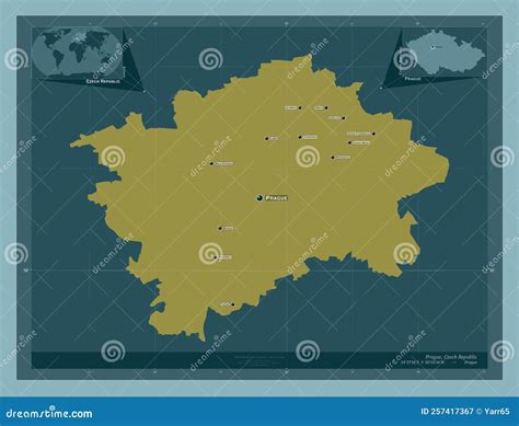 Prague, Czech Republic. Solid. Labelled Points of Cities Stock ...