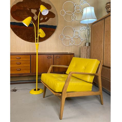 3 Head Adjustable Gerald Thurston Style Mid-Century Modern Yellow Floor ...
