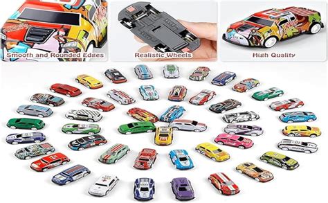 MILOMANIYA 48 Piece Pull Back Car Set Mini Car Toy Set with Container ...