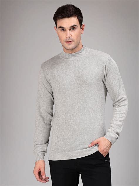 Style Quotient Men Solid Grey Knitted Regular Sweater – StyleQuotient