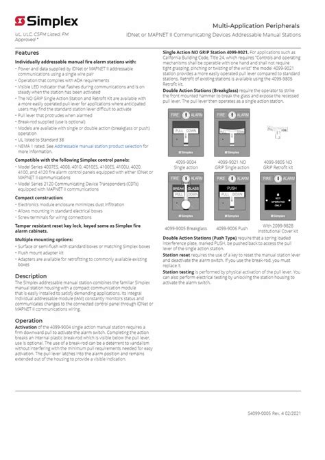 Simplex Addressable Fire Alarm System - Simplex Addressable Manual Call ...