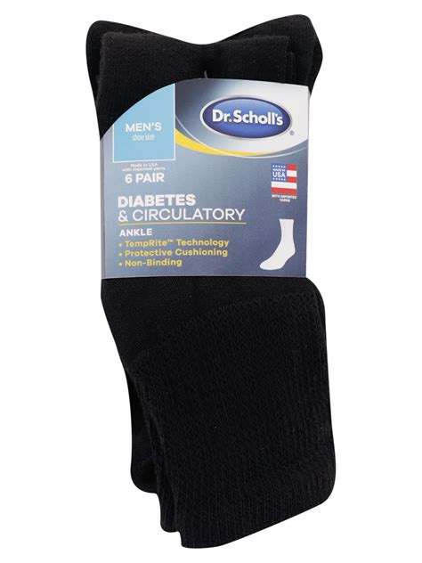 Dr. Scholl's Men's Diabetes and Circulatory Ankle Socks 6 Pack ...