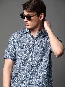 METRONAUT Men Printed Casual Dark Blue, White Shirt - Buy METRONAUT Men ...