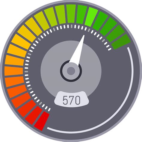 Credit score indicator featuring a vibrant color scale transitioning ...