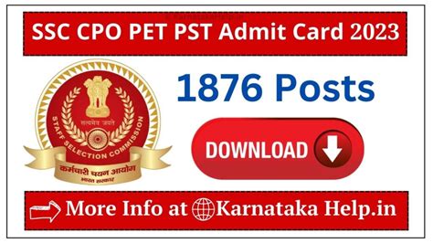 SSC CPO PET PST Admit Card 2023: SSC PST/PET ಪರೀಕ್ಷೆಯ ಪ್ರವೇಶ ಪತ್ರವನ್ನ ...