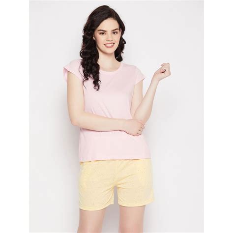Buy Clovia Chic Basic Shorts & Top - Pink (Set Of 2) (Set of 2) Online