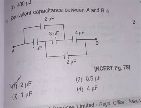 (4) Equivalent capacitance between A and B - Brainly.in