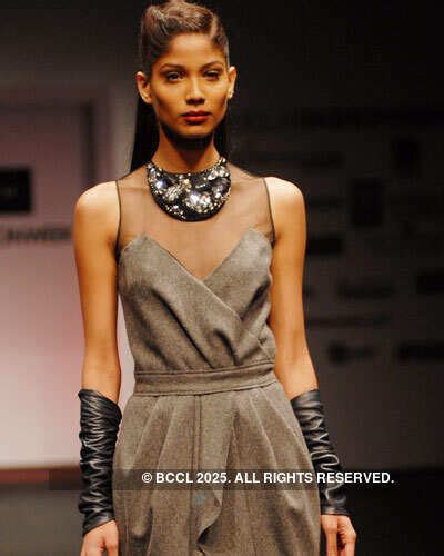 A model presents a creation by designer Atsu during Day 4 of Delhi ...