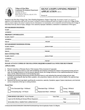Fillable Online sign/canopy/awning permit application (sica) - Village ...