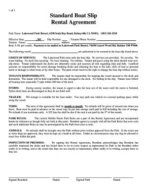 2013-2026 Form CA Lakewood Park Standard Boat Slip Rental Agreement ...