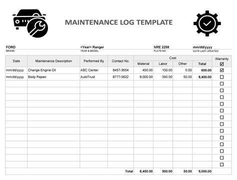 30 Free Vehicle Maintenance Logs [Excel, PDF, Word] - TemplateArchive | Vehicle maintenance log ...