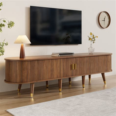 Meuble TV avec 2 portes coulissantes et 2 tiroirs - 175 x 38 x 45 cm ...