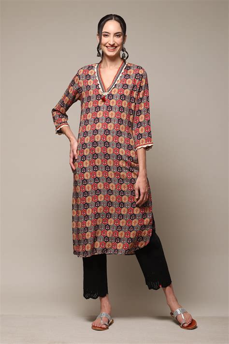 Maroon Rayon Straight Printed Kurta