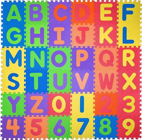 36pc Alphabet & Numbers Play Mat - Interlocking Foam Tiles for Kids ...