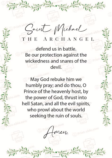 6 Free St. Michael The Archangel Prayer Printable | PRINT-ABLE