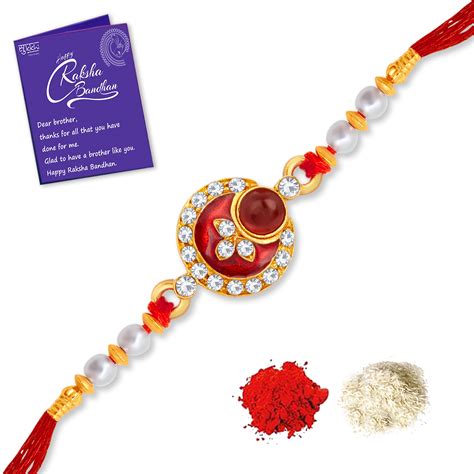 Sukkhi Marvelous Gold Plated Meenakari Rakhi with Roli Chawal and Raks