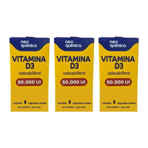 Vitamina D3 50.000 Ui Colecalciferol Kit 3 Caixas C/8 Cápsulas (24 ...