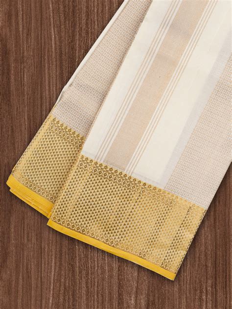 Lagnaa Men Premium Pure Silk Dhoti & Towel Set with 6" inch Gold Jari ...