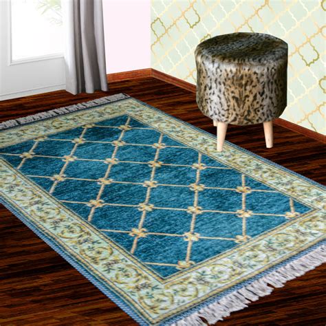 Silk Carpet Persian Design Collection Teal – Living Room Rug – 3×5 Fee ...