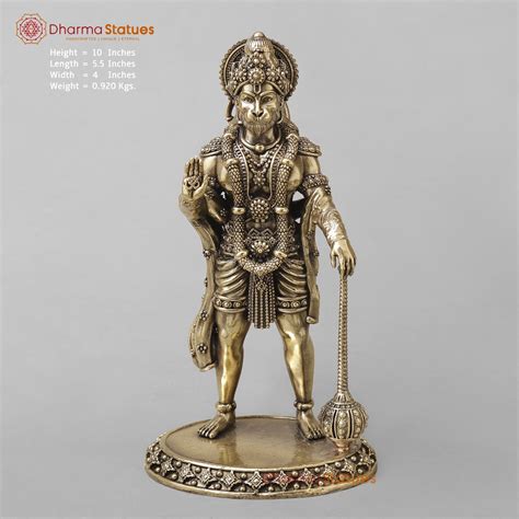 Brass Hanuman ji Standing Fine 10” – Dharma Statues