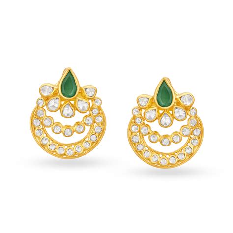 Dainty Emerald Gold Pendant And Earrings Set