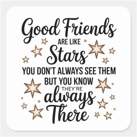 Good Friends Are Like Stars Inspirational Quote Square Sticker | Zazzle ...