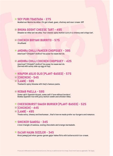Menu at Bellandur SOCIAL, Bengaluru