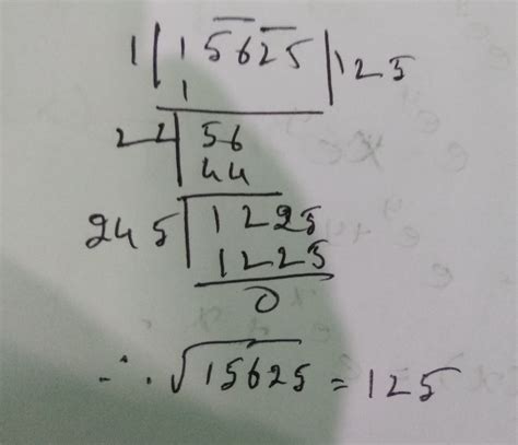 find the square root of 15625 from division method - Brainly.in