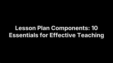 Image result for Components of a Lesson Plan