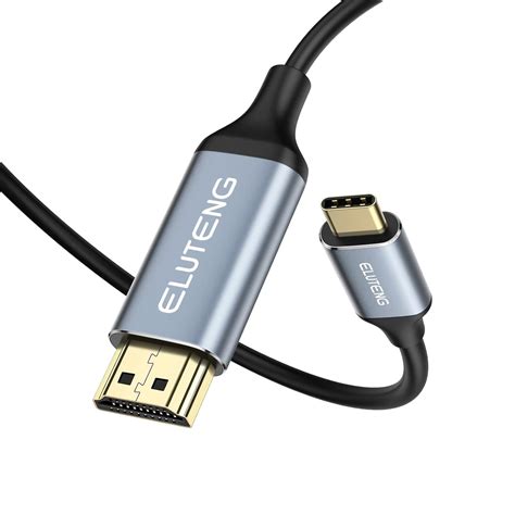 ELUTENG USB-C to HDMI Converter Cable, 4K @ 60Hz, Thunderbolt 3 to HDMI ...
