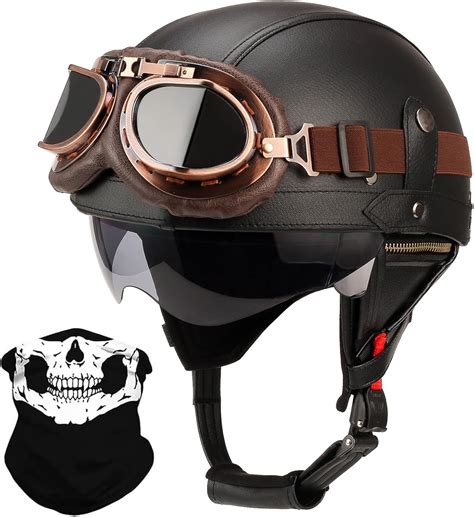 Lutcaut German Style Leather Motorcycle Half Helmet for India | Ubuy