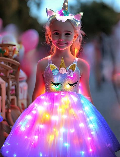 SHINYOU Girls Unicorn Costume Dress Up LED Light Up Unicorn Tutu ...