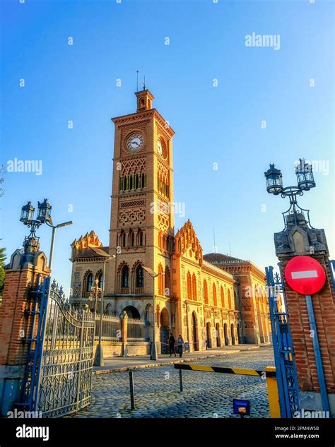 Clock tower building exterior. Old antique architecture of the Toledo AVE station. The ... - transportation building