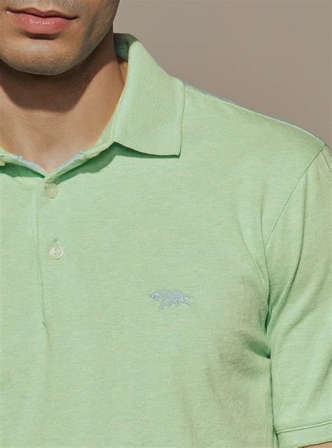 Buy Light Emerald Melange Polo | Casual Green Solid Polos for Men ...