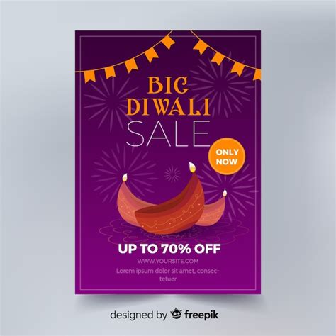 Modelo de panfleto de venda de design plano diwali | Vetor Grátis