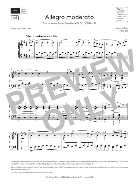 Louis Köhler 'Allegro moderato (Grade 3, list A1, from the ABRSM Piano ...