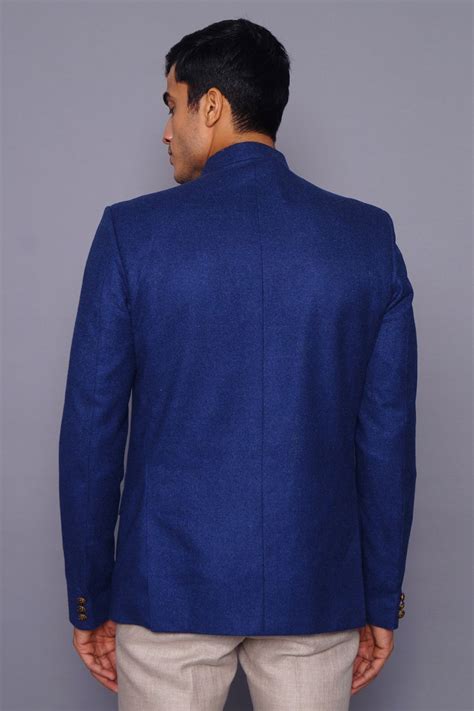 Wintage Men's Wool Casual and Festive Bandhgala Blazer : Blue