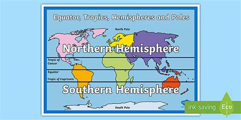 Equator and Hemisphere Map | Twinkl Display Poster