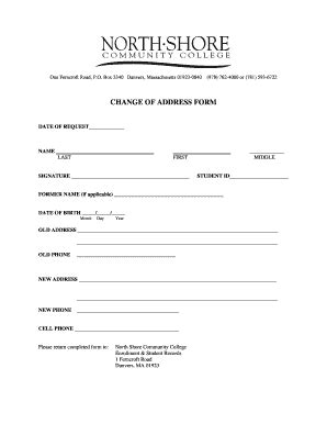 Fillable Online northshore CHANGE OF ADDRESS FORM - North Shore ...