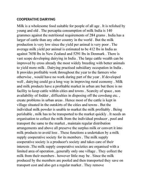 Cooperative Dairying - Useful - COOPERATIVE DAIRYING Milk is a ...