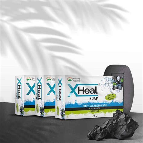 Healing Pharma Xheal Charcoal Soap 75g(Pack of 3)
