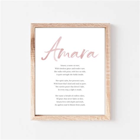 Amara Baby Name Meaning Poem Baby Names Nursery Sign Girl Names ...