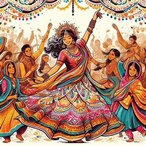 downlode vactor illustration pf navratri pepole are playing traditional ...