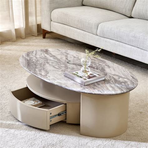 Buy Clair De Lune Faux Marble Top Coffee Table - Brown from Home Centre ...