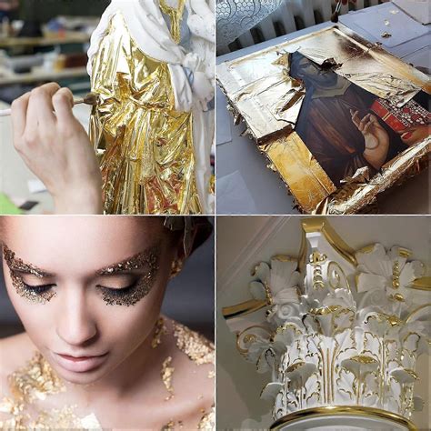 300 Sheets Imitation Gold Leaf 14 x 14 cm Gold Leaf Copper Leaf Silver ...