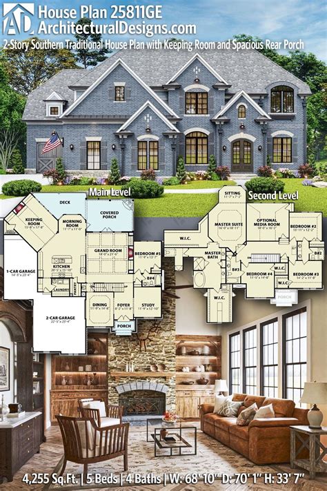 Plan 25811GE: 2-Story Southern Traditional House Plan with Keeping Room ...